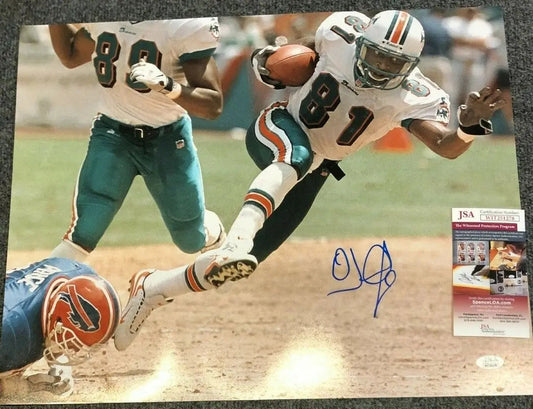 MVP Authentics Miami Dolphins Oj Mcduffie Autographed Signed 16X20 Photo Jsa Coa 89.10 sports jersey framing , jersey framing