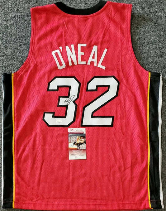 MVP Authentics Miami Heat Shaquille O'neal Autographed Signed Jersey Jsa Coa 161.10 sports jersey framing , jersey framing