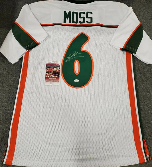 MVP Authentics Miami Hurricanes Santana Moss Autographed Signed Jersey Jsa  Coa 134.10 sports jersey framing , jersey framing