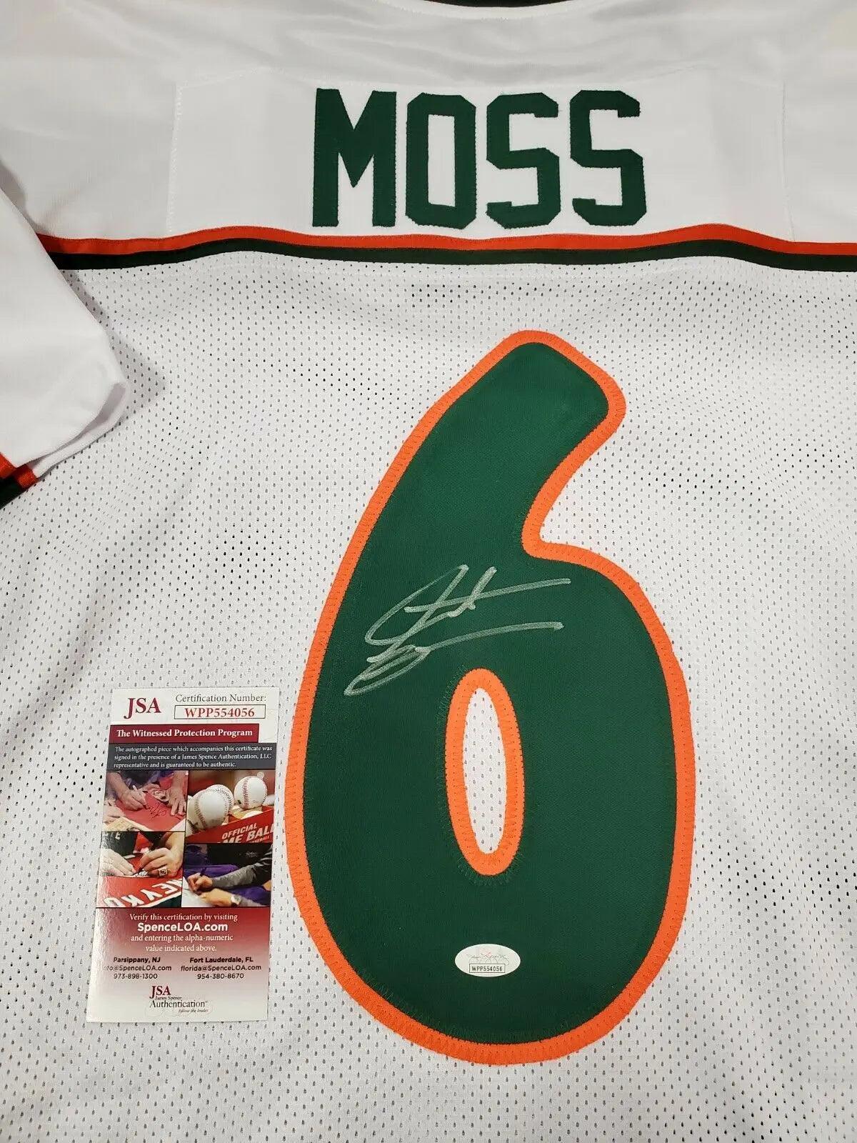 MVP Authentics Miami Hurricanes Santana Moss Autographed Signed Jersey Jsa  Coa 134.10 sports jersey framing , jersey framing