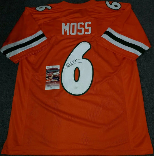 MVP Authentics Miami Hurricanes Santana Moss Autographed Signed Jersey Jsa  Coa 134.10 sports jersey framing , jersey framing