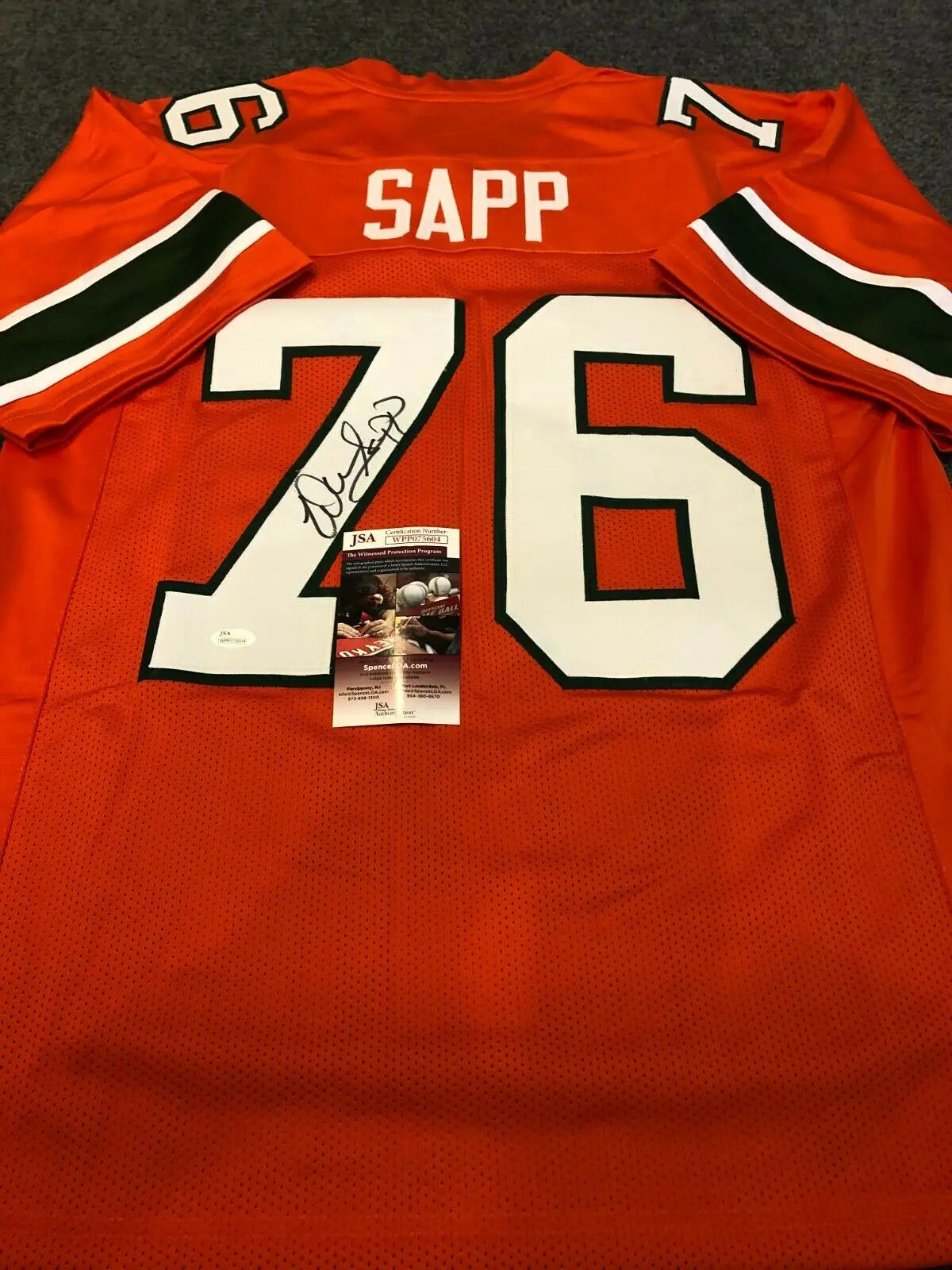 MVP Authentics Miami Hurricanes Warren Sapp Autographed Signed Jersey Jsa  Coa 134.10 sports jersey framing , jersey framing