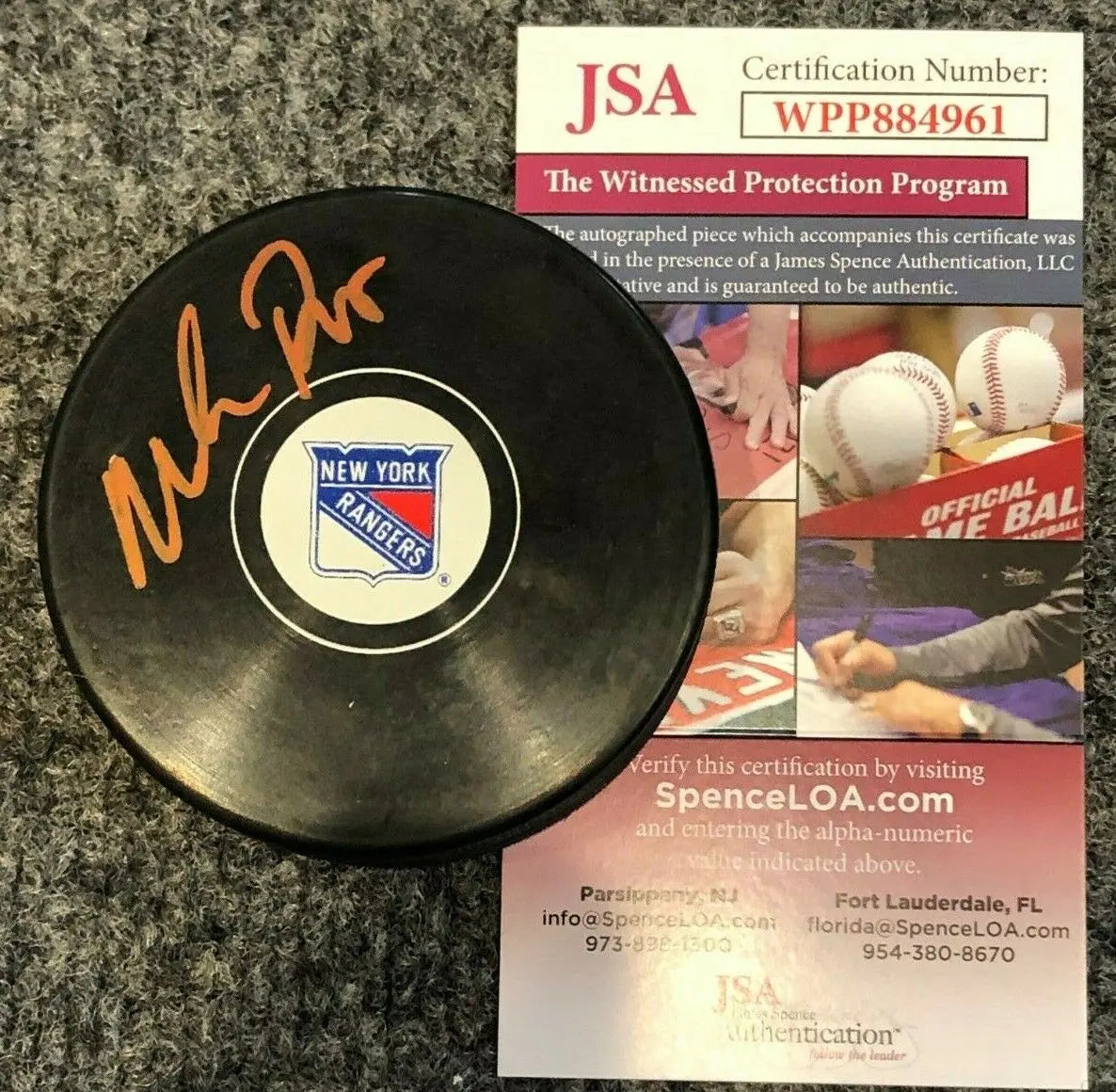 MVP Authentics Mike Richter Autographed Signed N.Y. Rangers Logo Puck Jsa Coa 80.10 sports jersey framing , jersey framing