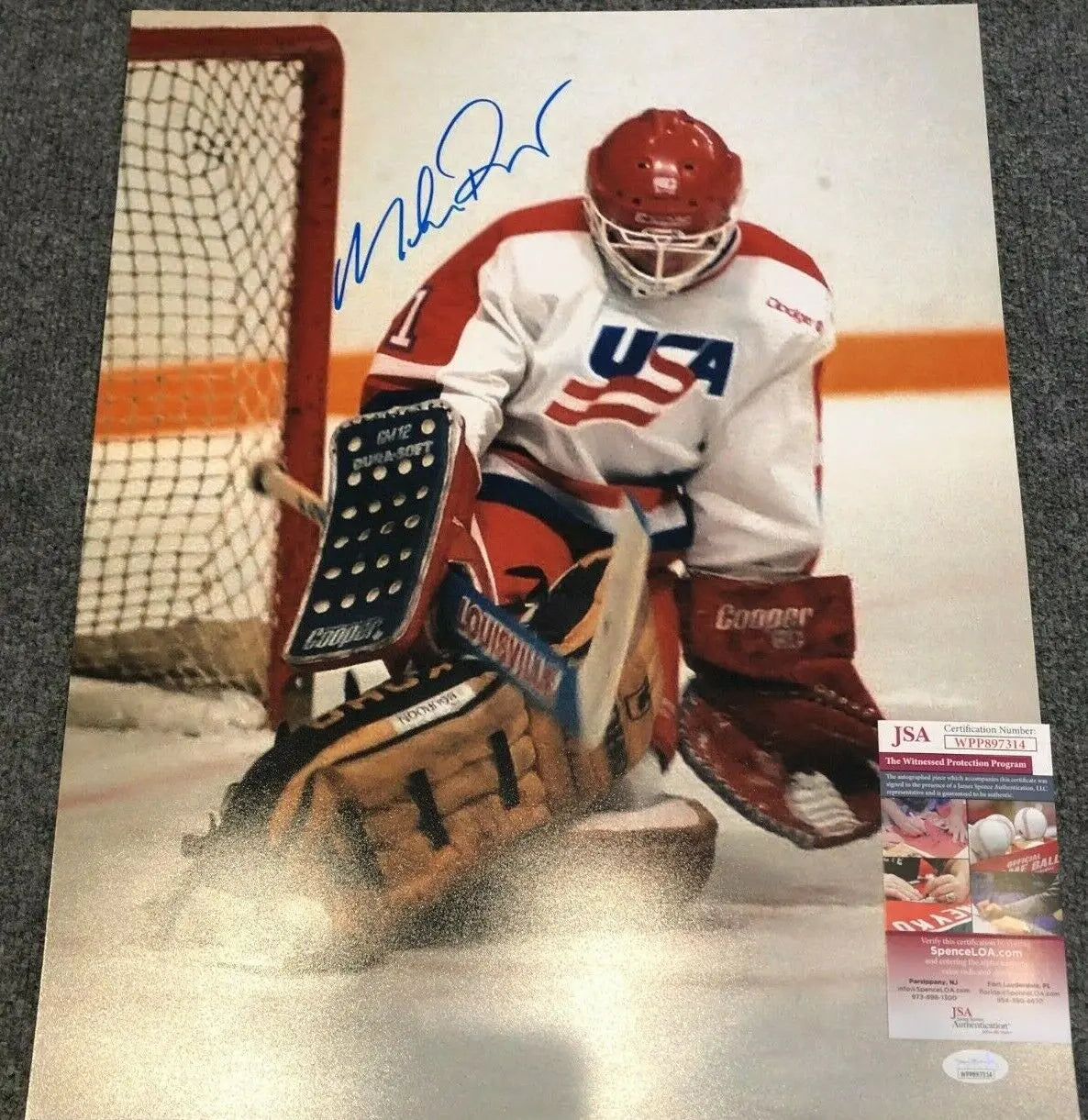 MVP Authentics Mike Richter Autographed Signed Usa Hockey 16X20 Photo Jsa Coa 80.10 sports jersey framing , jersey framing