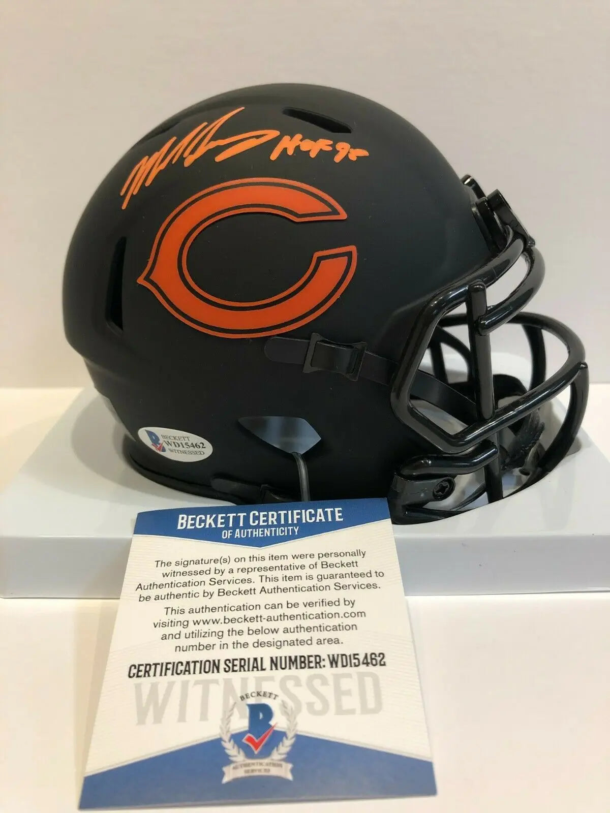 MVP Authentics Mike Singletary Signed Inscribed Chicago Bears Eclipse Mini Helmet Beckett Coa 125.10 sports jersey framing , jersey framing