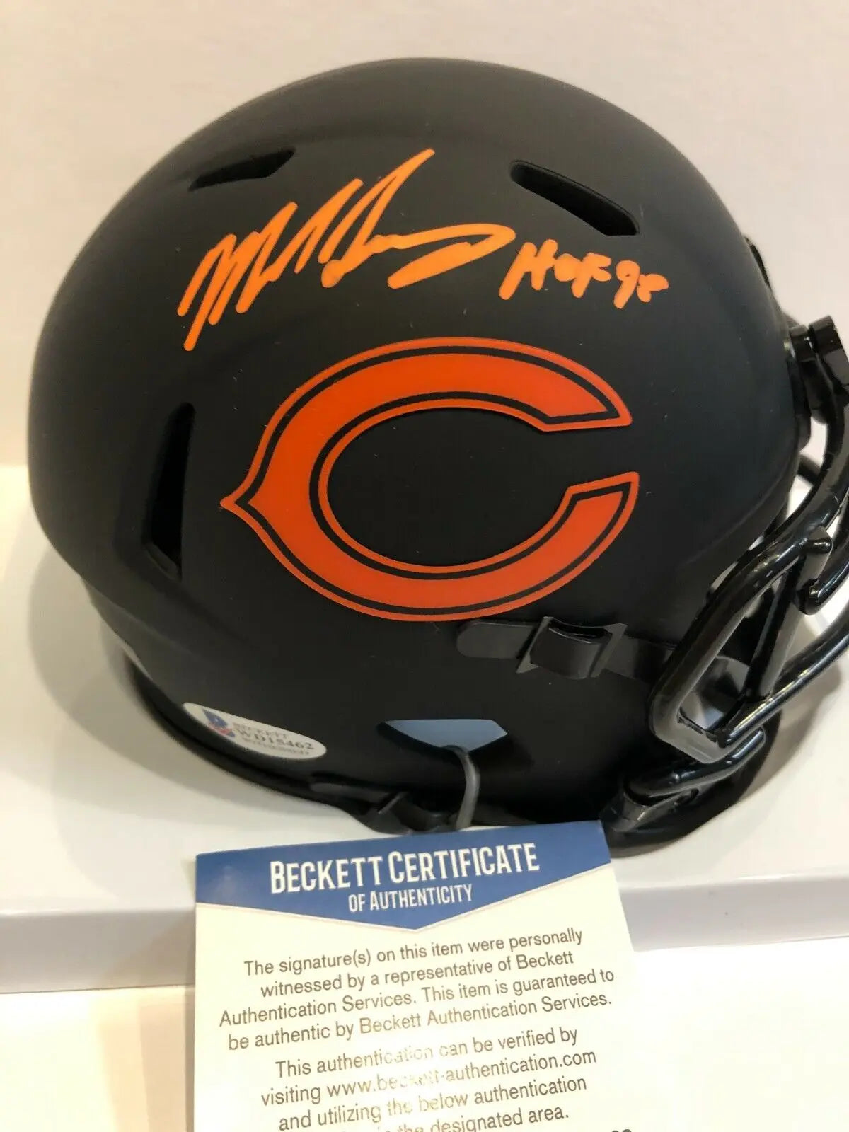 MVP Authentics Mike Singletary Signed Inscribed Chicago Bears Eclipse Mini Helmet Beckett Coa 125.10 sports jersey framing , jersey framing