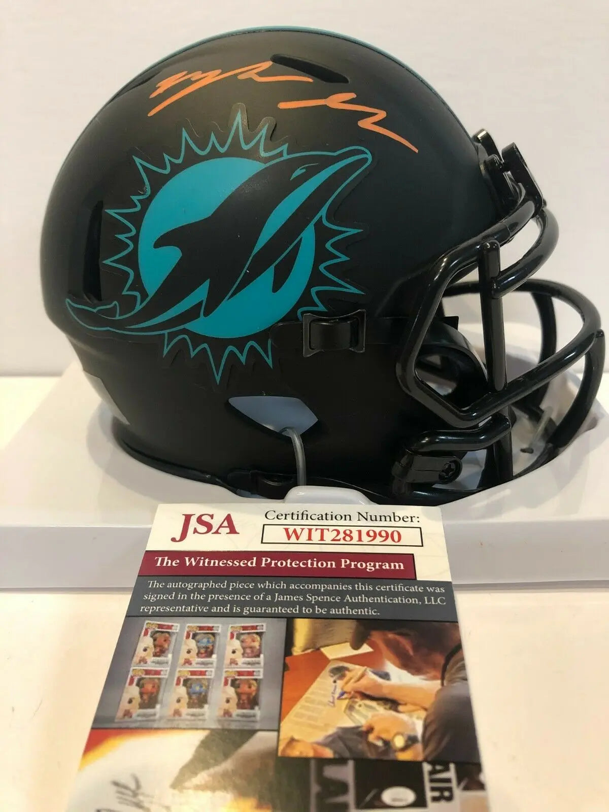 MVP Authentics Myles Gaskin Autographed Signed Miami Dolphins Eclipse Mini Helmet Jsa Coa 107.10 sports jersey framing , jersey framing
