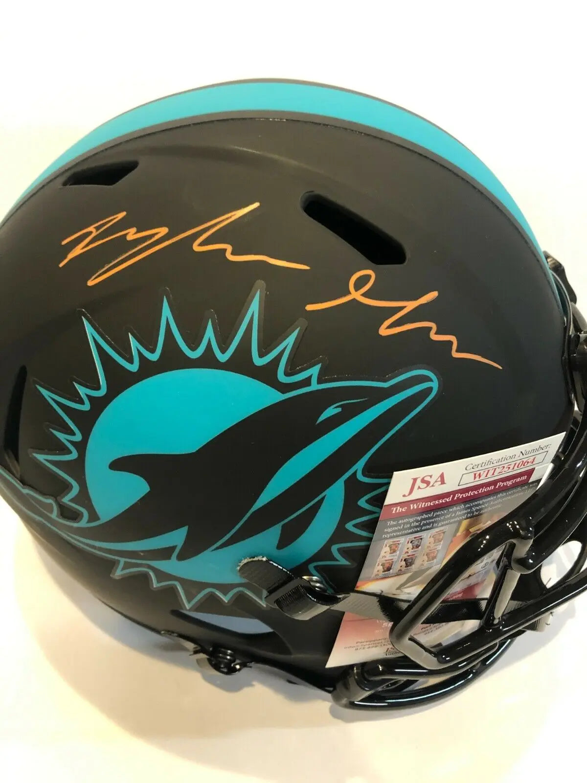 MVP Authentics Myles Gaskin Signed Miami Dolphins Full Size Eclipse Replica Helmet Jsa Coa 242.10 sports jersey framing , jersey framing