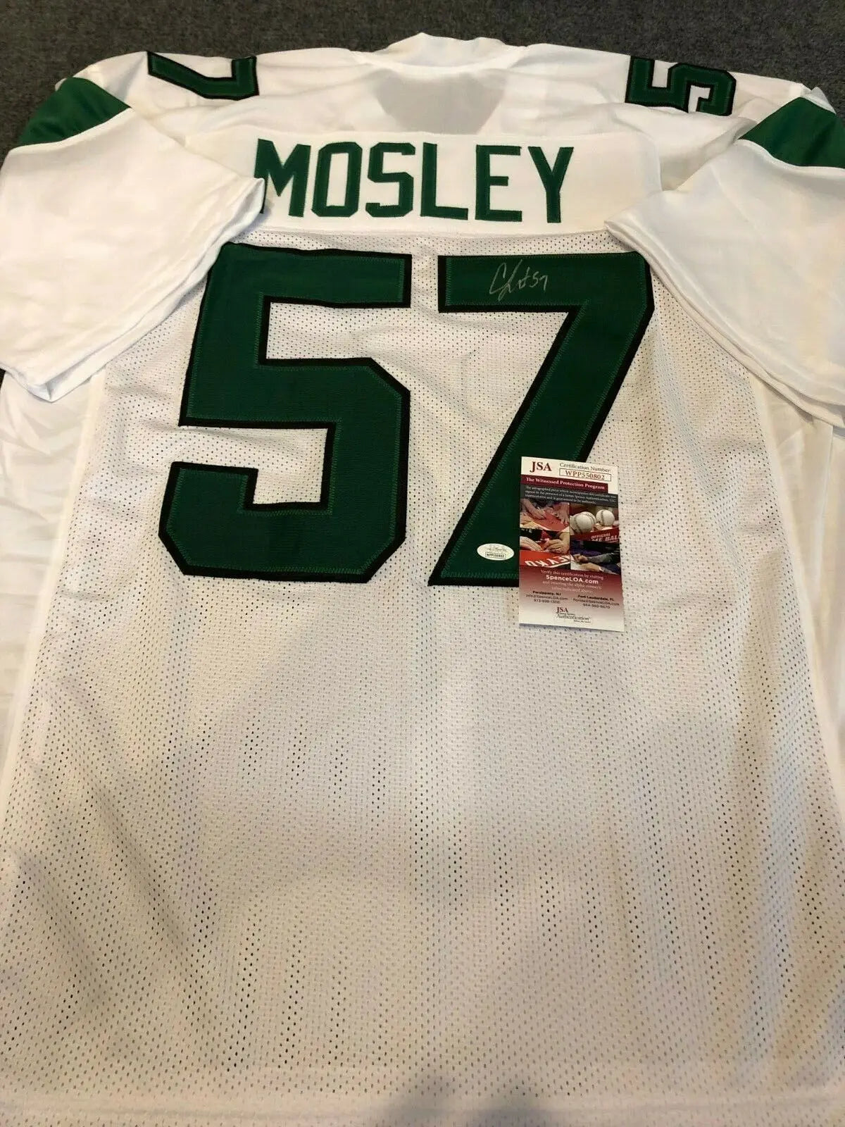MVP Authentics N.Y. Jets Cj Mosley Autographed Signed Jersey Jsa Coa 107.10 sports jersey framing , jersey framing