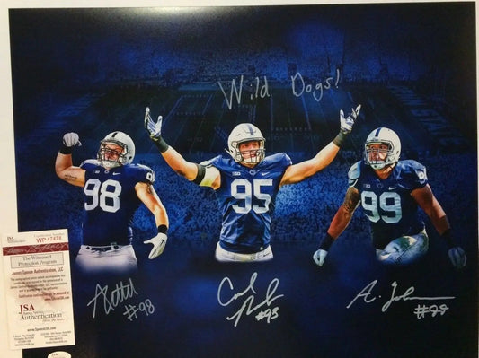 MVP Authentics Nassib, Zettel And Johnson "Wild Hogs" Signed Penn State 16X20 Photo Jsa Coa 162 sports jersey framing , jersey framing