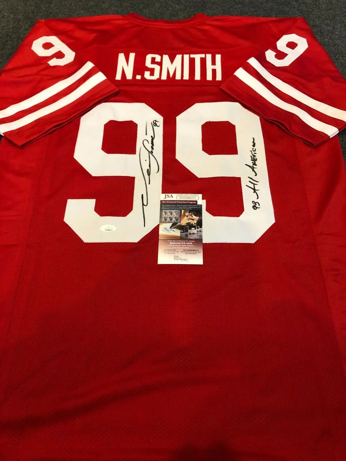 MVP Authentics Nebraska Cornhuskers Neil Smith Autographed Signed Inscribed Jersey Jsa  Coa 125.10 sports jersey framing , jersey framing