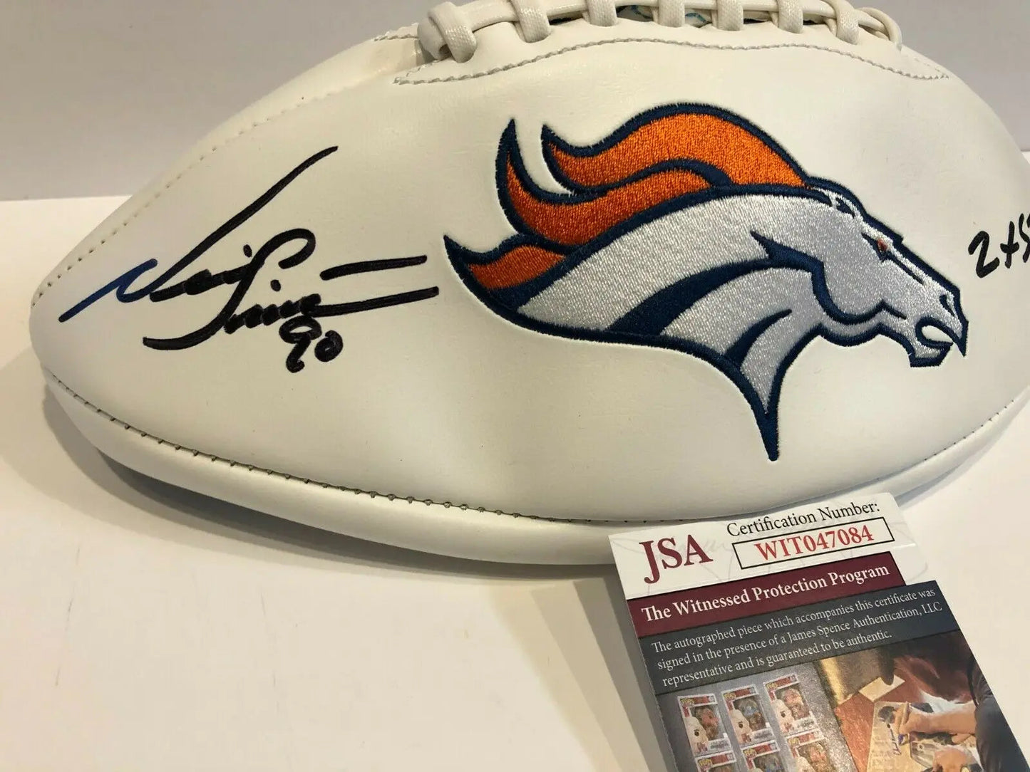 MVP Authentics Neil Smith Autographed Signed Inscribed Denver Broncos Logo Football Jsa Coa 98.10 sports jersey framing , jersey framing