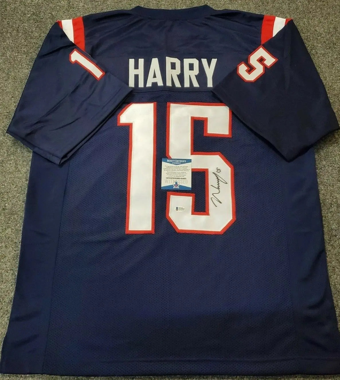 MVP Authentics New England Patriots N'keal Harry Autographed Signed Jersey Beckett Coa 116.10 sports jersey framing , jersey framing