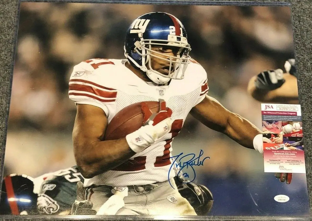 MVP Authentics New York Giants Tiki Barber Autographed Signed 16X20 Photo Jsa Coa 89.10 sports jersey framing , jersey framing