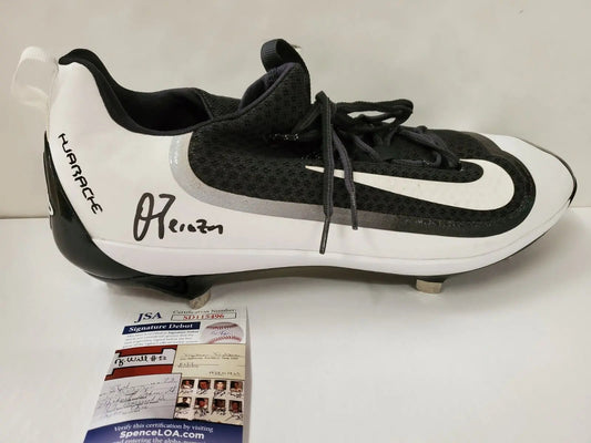 MVP Authentics New York Yankees Oswald Peraza Autographed Signed Cleat Jsa Coa 153 sports jersey framing , jersey framing