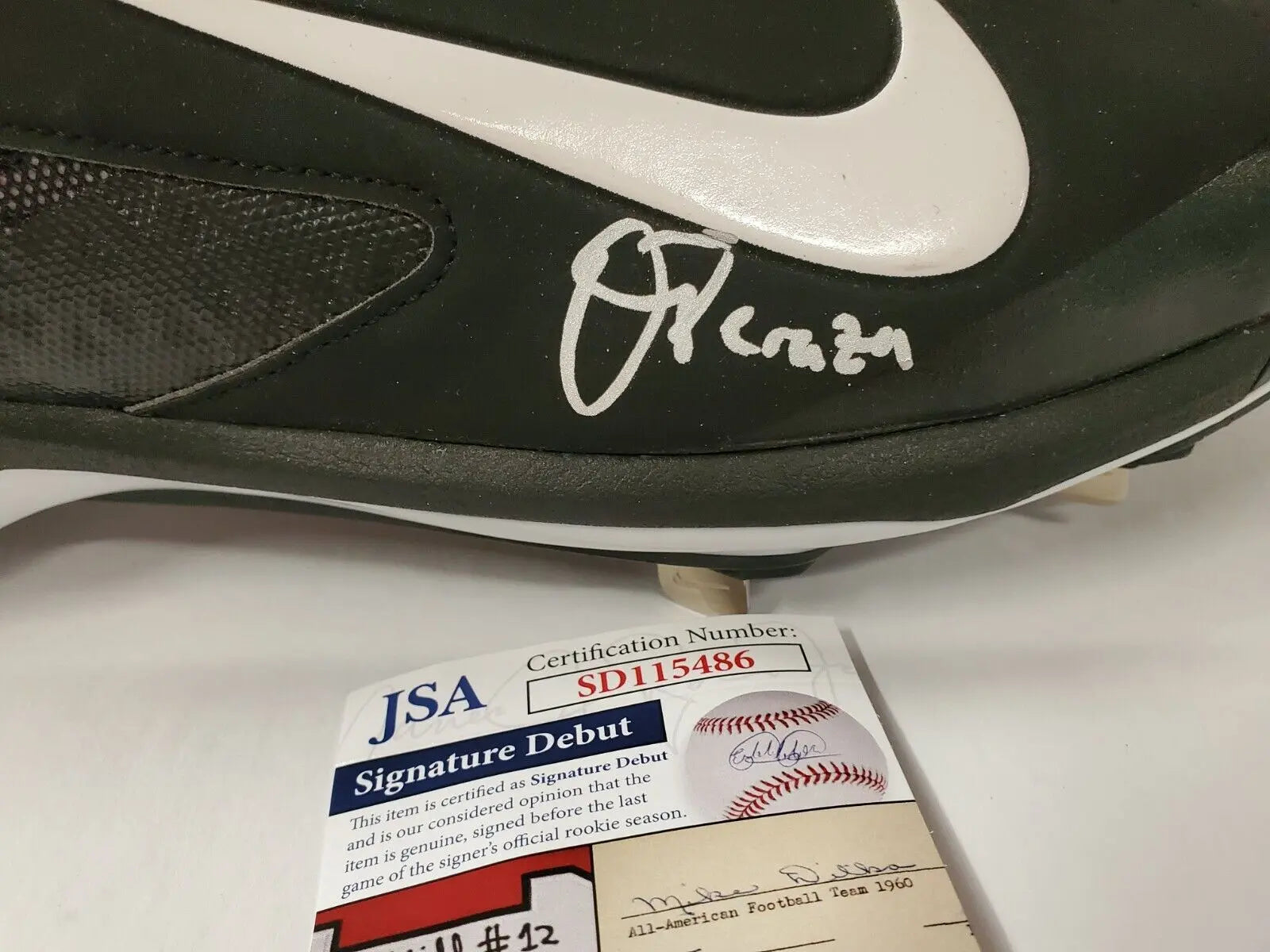 MVP Authentics New York Yankees Oswald Peraza Autographed Signed Cleat Jsa Coa 153 sports jersey framing , jersey framing