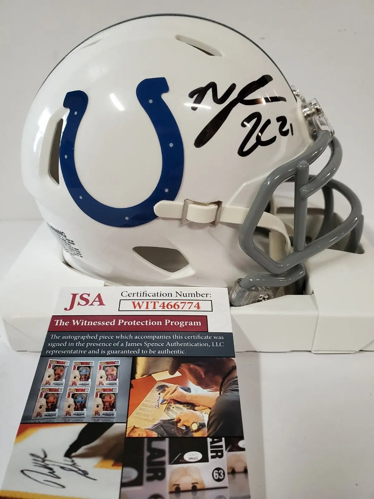 MVP Authentics Nyheim Hines Autographed Signed Indianapolis Colts Speed Mini Helmet Jsa Coa 98.10 sports jersey framing , jersey framing