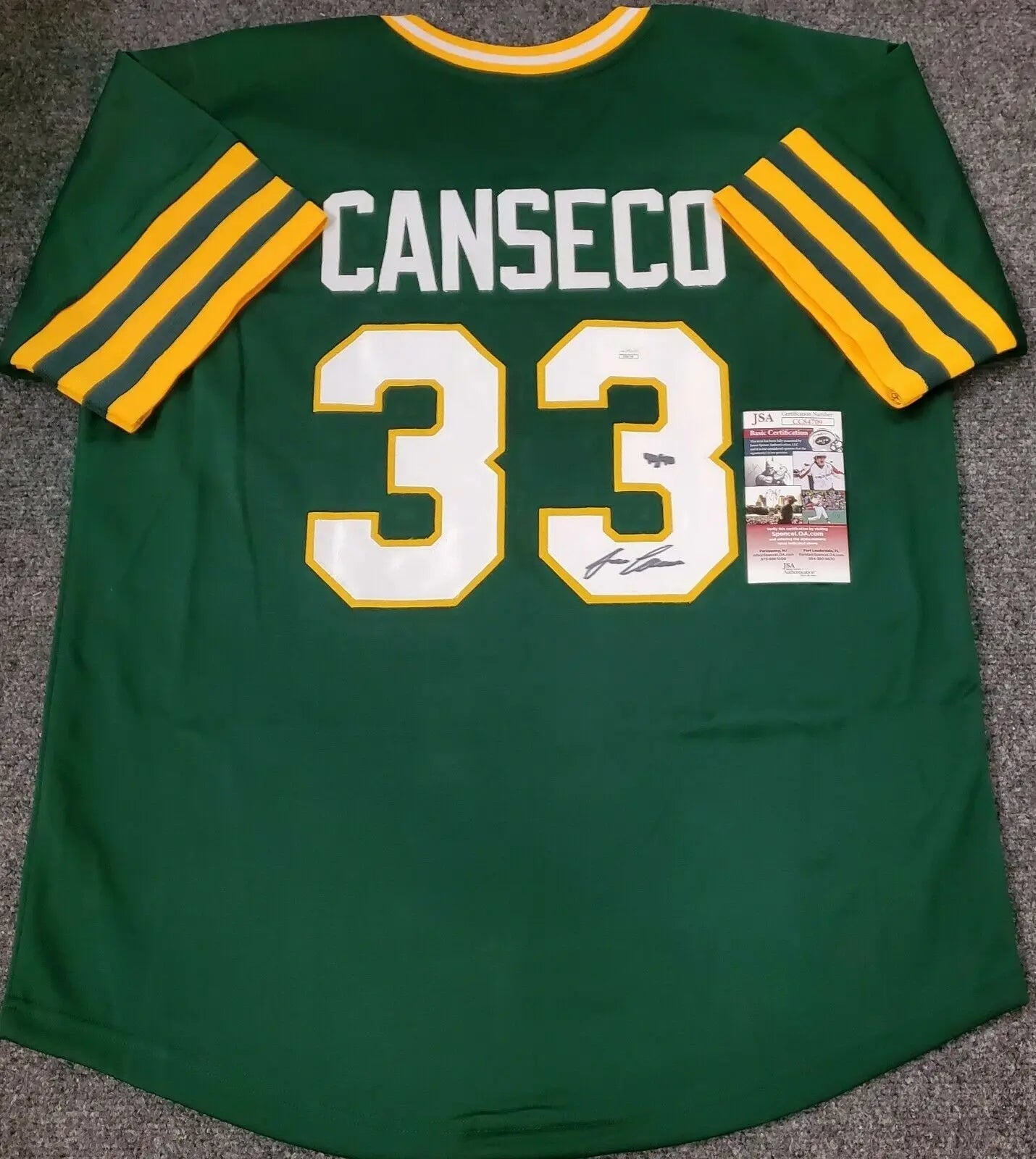 MVP Authentics Oakland A's  Jose Canseco Autographed Inscribed "40/40" Jersey Jsa Coa 134.10 sports jersey framing , jersey framing