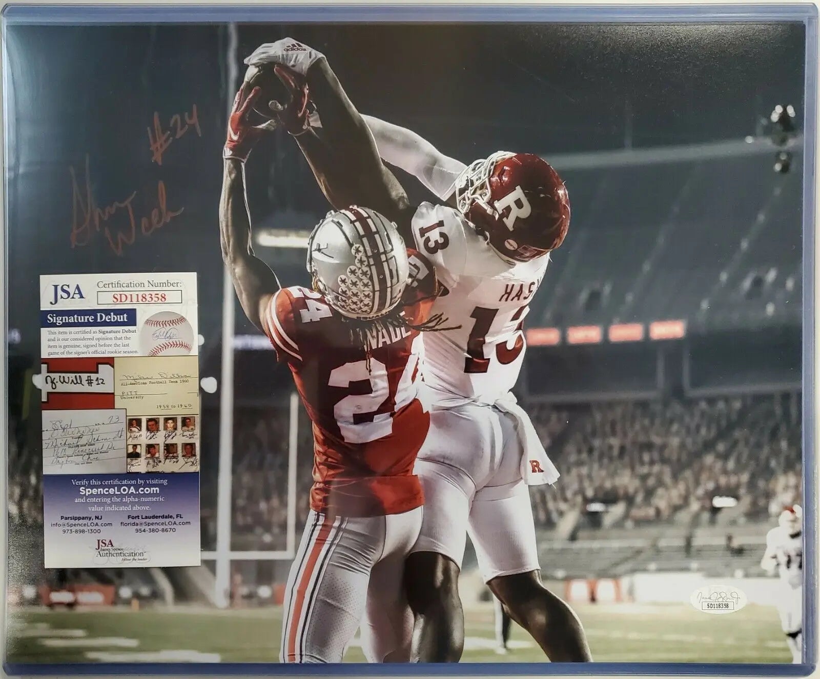 MVP Authentics Ohio State Buckeyes Shaun Wade Autographed 11X14 Photo Jsa Coa 72 sports jersey framing , jersey framing
