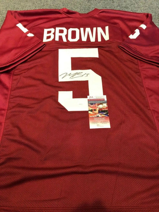 MVP Authentics Oklahoma Sooners Marquise Brown Autographed Signed Jersey Jsa  Coa 134.10 sports jersey framing , jersey framing