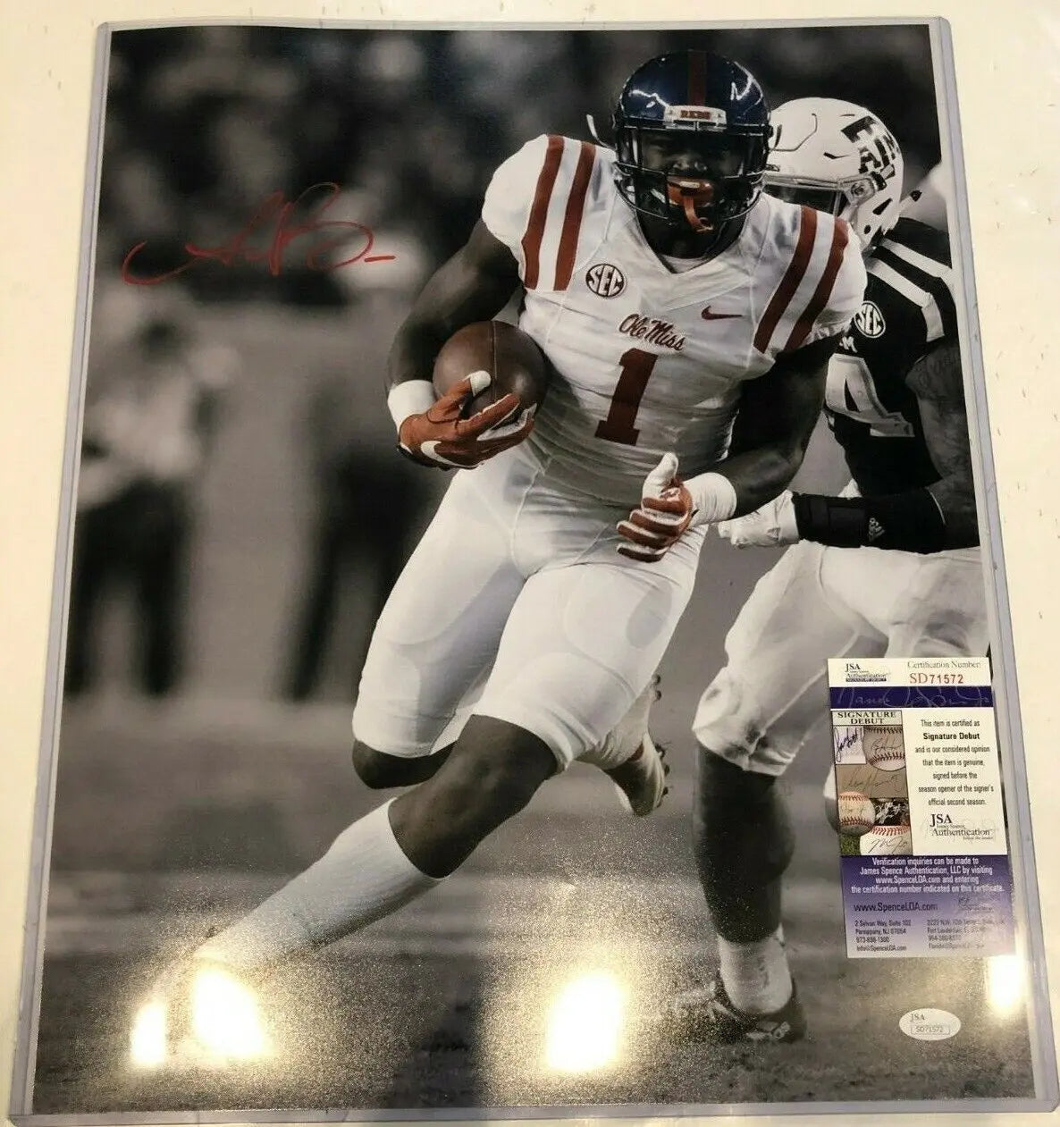 MVP Authentics Ole Miss Rebels Aj Brown Autographed Signed 16X20 Photo Jsa  Coa 107.10 sports jersey framing , jersey framing