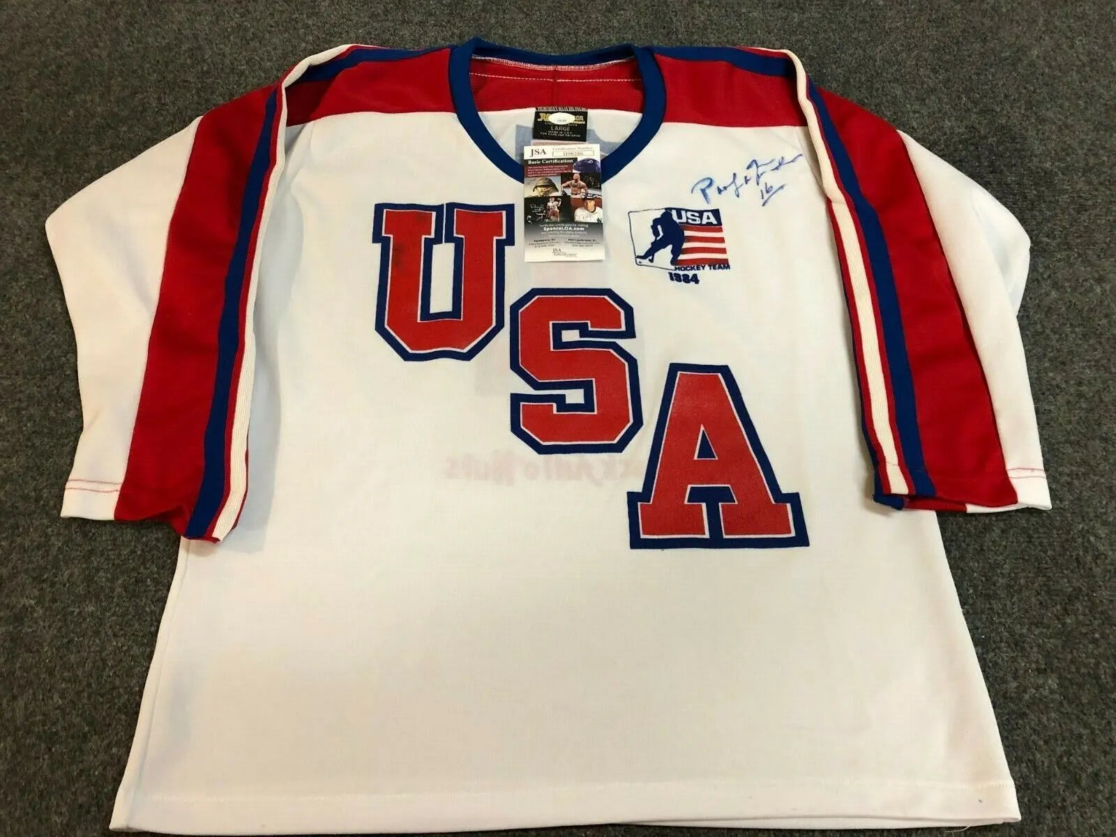 MVP Authentics Pat Lafontaine Autographed Signed Usa Hockey Jersey Jsa  Coa 161.10 sports jersey framing , jersey framing
