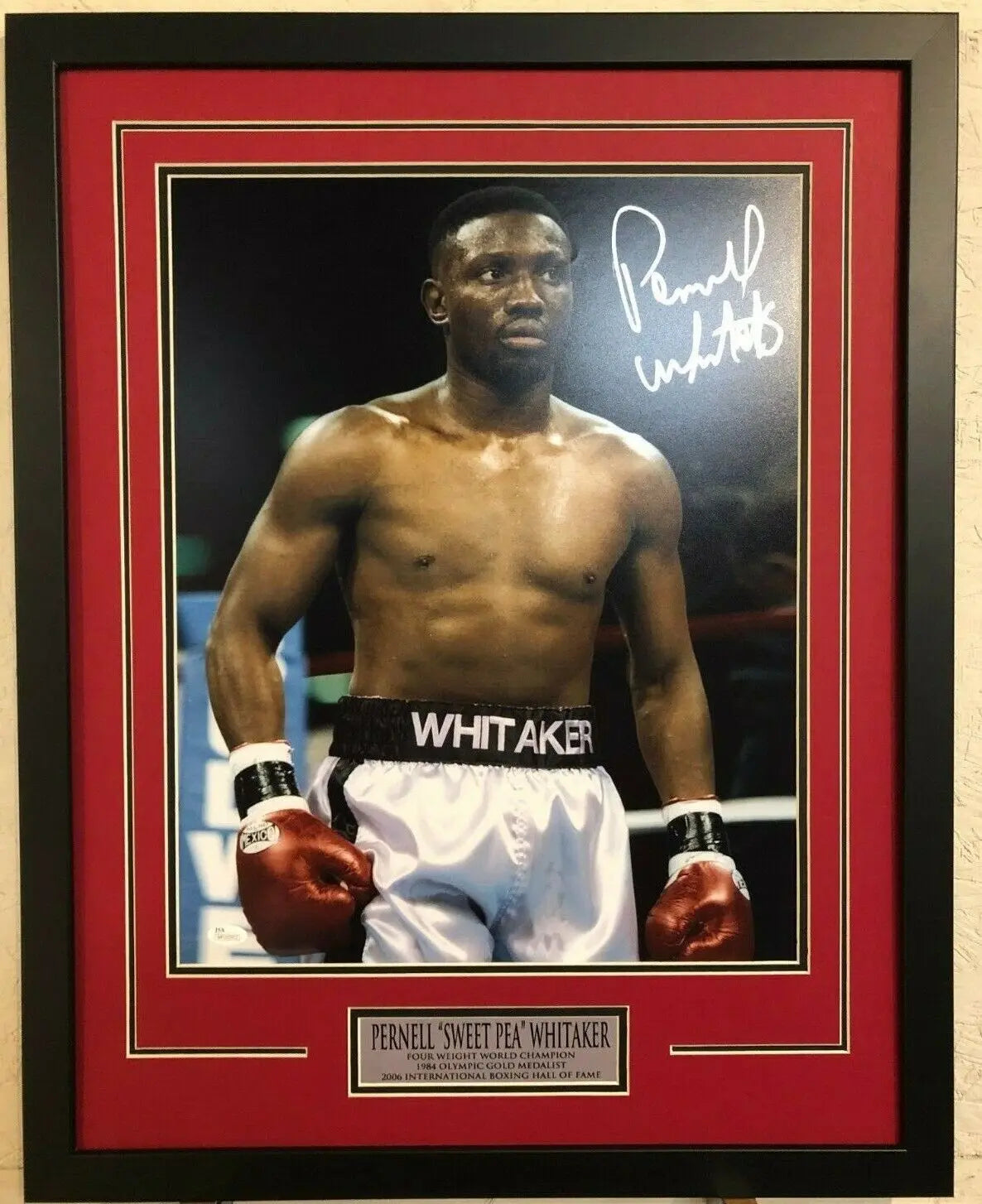 MVP Authentics Pernell "Sweet Pea" Whitaker Framed Signed 16X20 Photo Jsa Coa 179.10 sports jersey framing , jersey framing