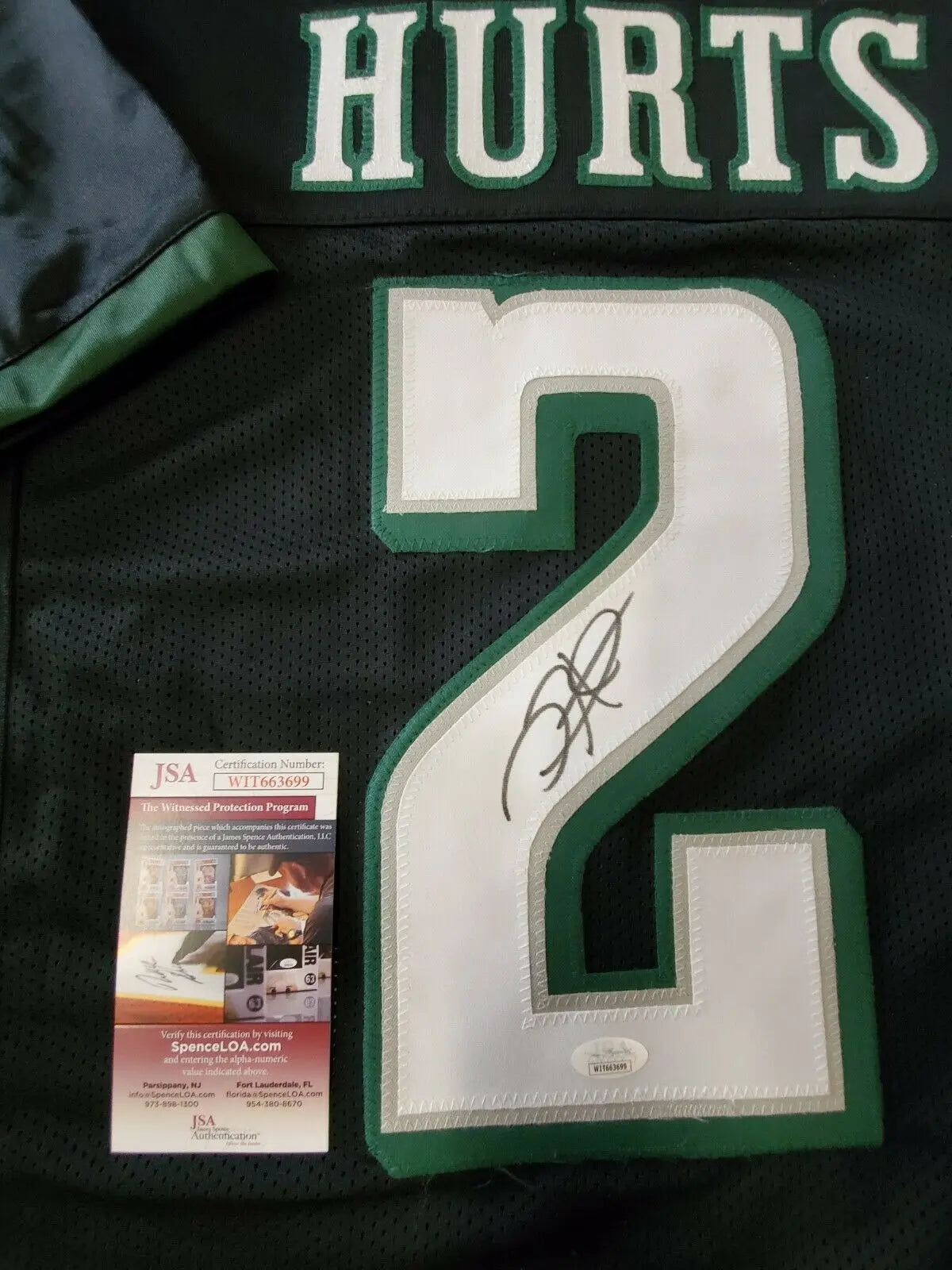 MVP Authentics Philadelphia Eagles Jalen Hurts Autographed Signed Jersey Jsa  Coa 179.10 sports jersey framing , jersey framing