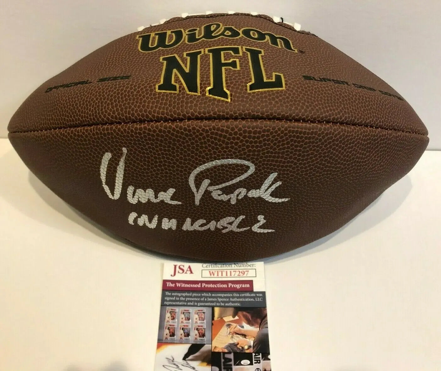 MVP Authentics Philadelphia Eagles Vince Papale Autographed Signed Inscrib Nfl Football Jsa Coa 107.10 sports jersey framing , jersey framing