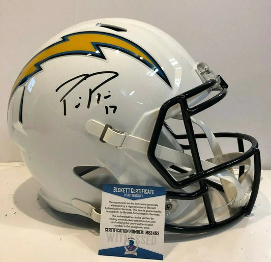MVP Authentics Philip Rivers Signed L.A. Chargers Full Size Replica Helmet Beckett Coa 405 sports jersey framing , jersey framing