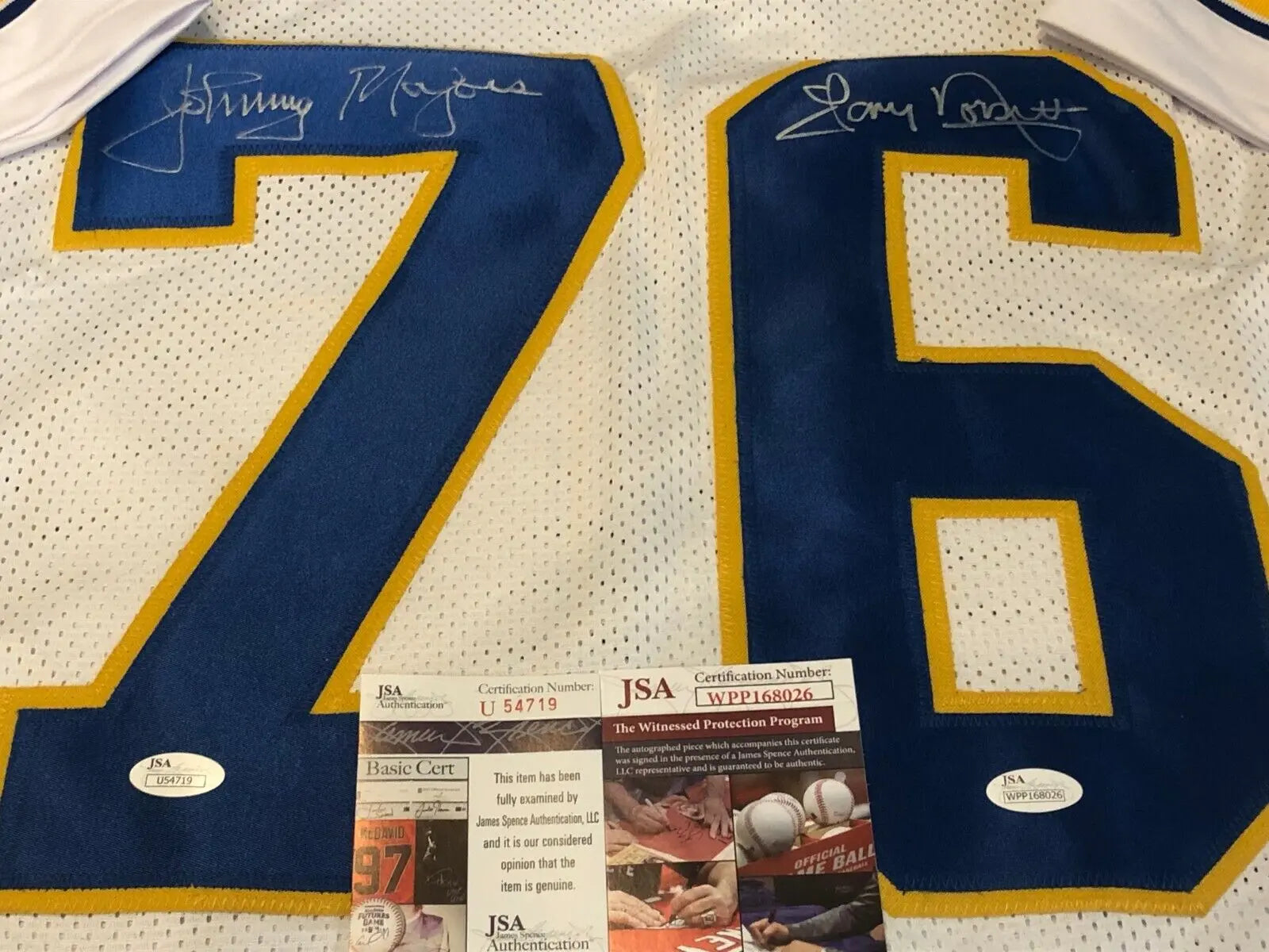 MVP Authentics Pitt Panthers Johnny Majors & Tony Dorsett Signed National Champs Jersey Jsa Coa 315 sports jersey framing , jersey framing