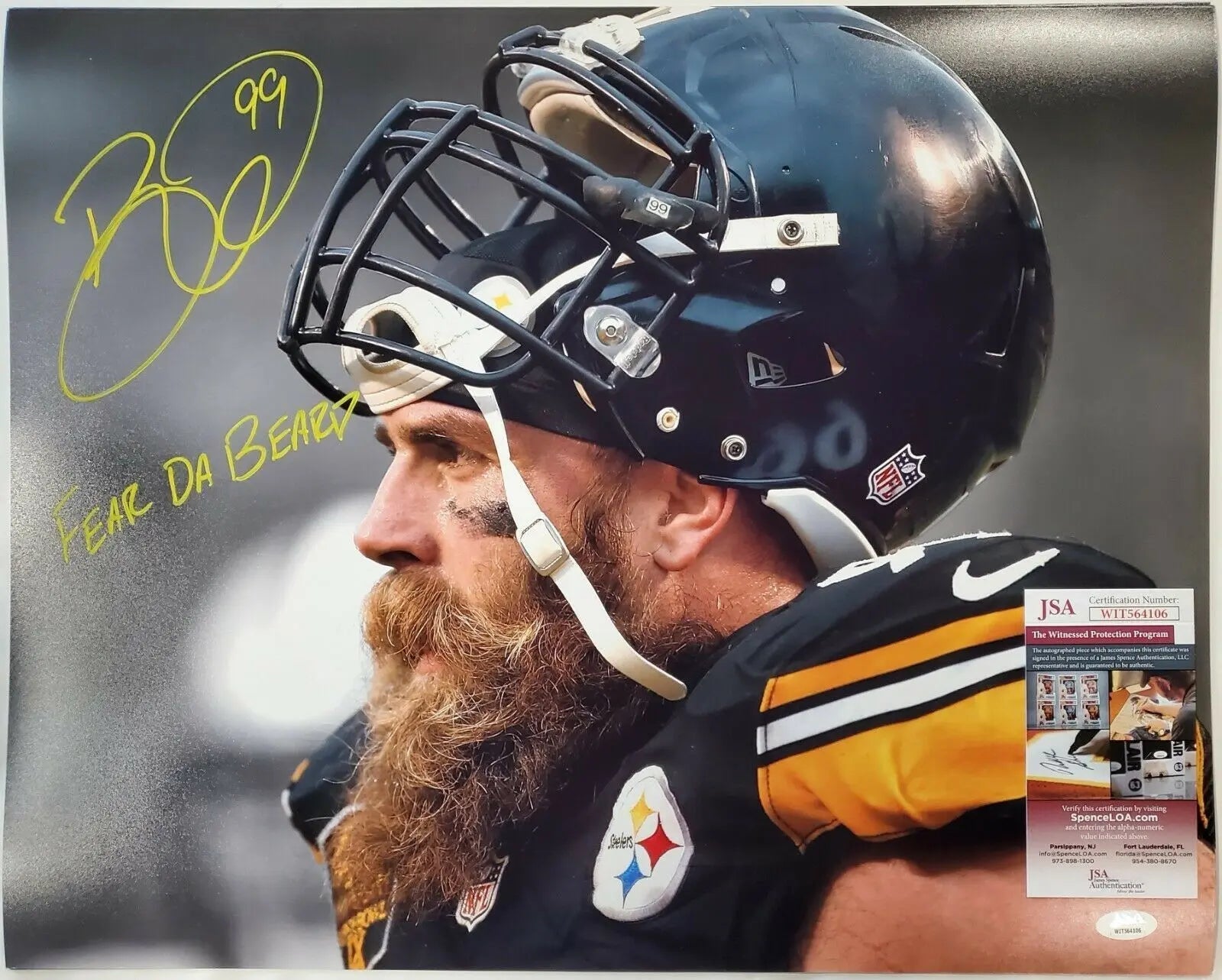 MVP Authentics Pittsburgh Steelers Brett Keisel Autographed Inscribed 16X20 Photo Jsa Coa 107.10 sports jersey framing , jersey framing