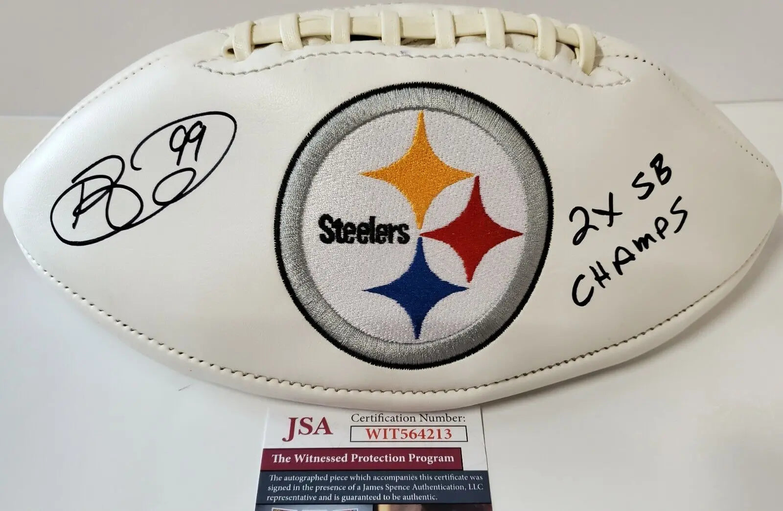 MVP Authentics Pittsburgh Steelers Brett Keisel Autographed Inscribed Logo Football Jsa Coa 125.10 sports jersey framing , jersey framing