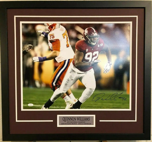 MVP Authentics QUINNEN WILLIAMS FRAMED SIGNED ALABAMA CRIMSON TIDE 16x20 PHOTO JSA COA 179.10 sports jersey framing , jersey framing