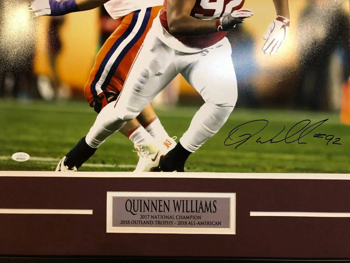 MVP Authentics Quinnen Williams Framed Signed Alabama Crimson Tide 16X20 Photo Jsa Coa 179.10 sports jersey framing , jersey framing