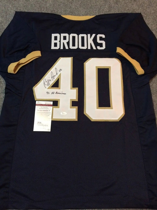 MVP Authentics Reggie Brooks Autographed Signed Incscribed Notre Dame Jersey Jsa Coa 99 sports jersey framing , jersey framing