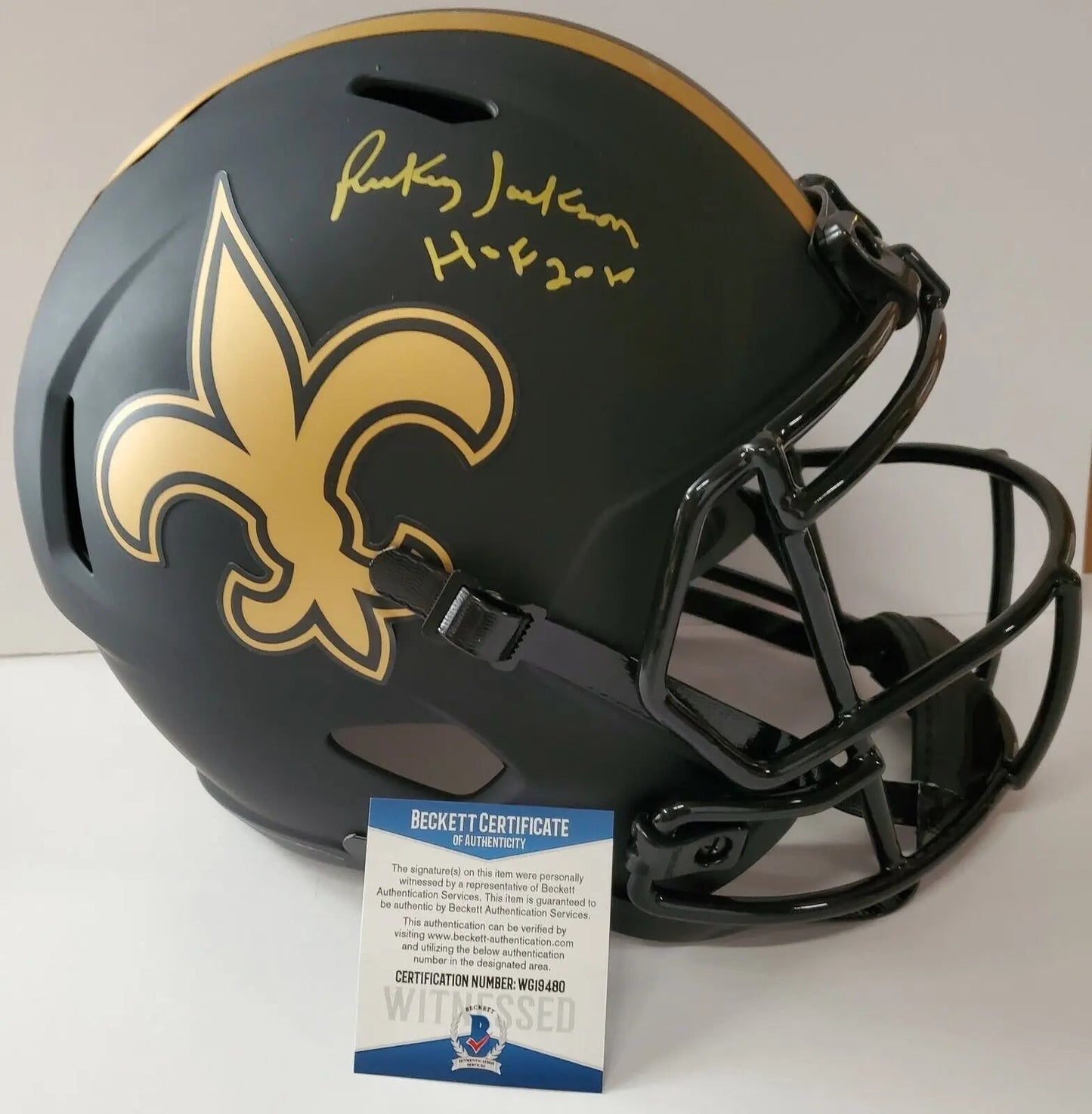 MVP Authentics Rickey Jackson Signed Saints Full Size Inscribed Hof Eclipse Rep Helmet Bas Coa 179.10 sports jersey framing , jersey framing