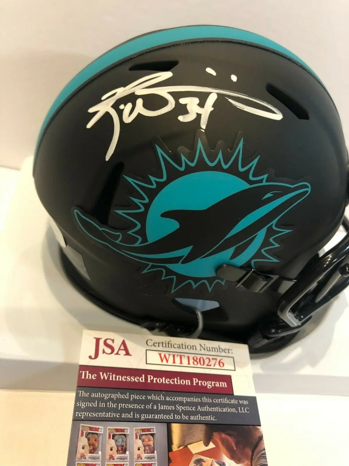 MVP Authentics Ricky Williams Signed Miami Dolphins Speed Eclipse Mini Helmet Jsa Coa 107.10 sports jersey framing , jersey framing