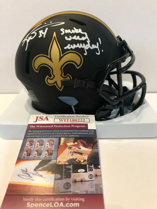 MVP Authentics Ricky Williams Signed New Orleans Saints Smoke Weed Eclipse Mini Helmet Jsa Coa 125.10 sports jersey framing , jersey framing