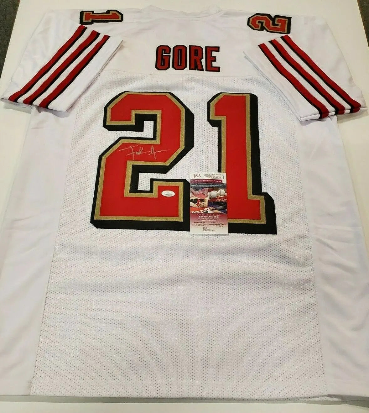 MVP Authentics S.F. 49Ers Frank Gore Autographed Signed Jersey Jsa Coa 116.10 sports jersey framing , jersey framing