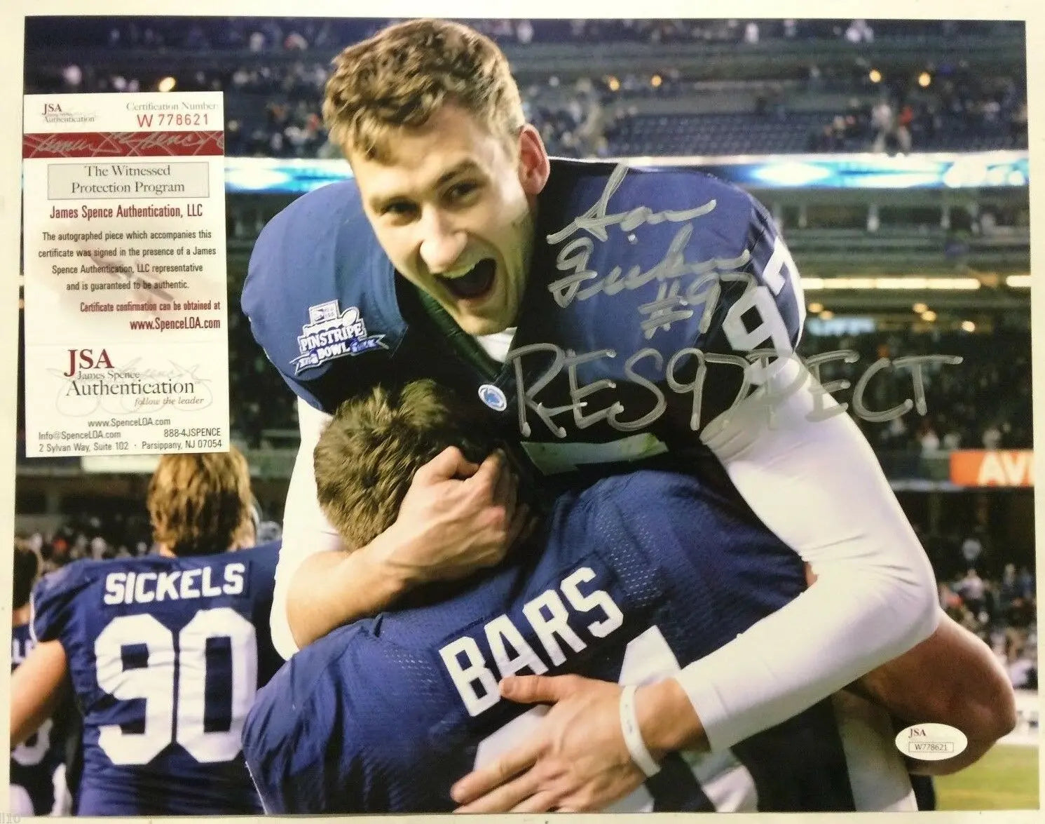 MVP Authentics Sam Ficken Autographed Signed Inscribed Penn State 11X14 Photo Jsa  Coa 72 sports jersey framing , jersey framing