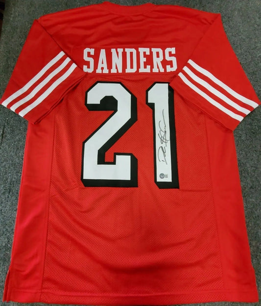 MVP Authentics San Francisco 49Ers Deion Sanders Autographed Signed Jersey Beckett Coa 180 sports jersey framing , jersey framing