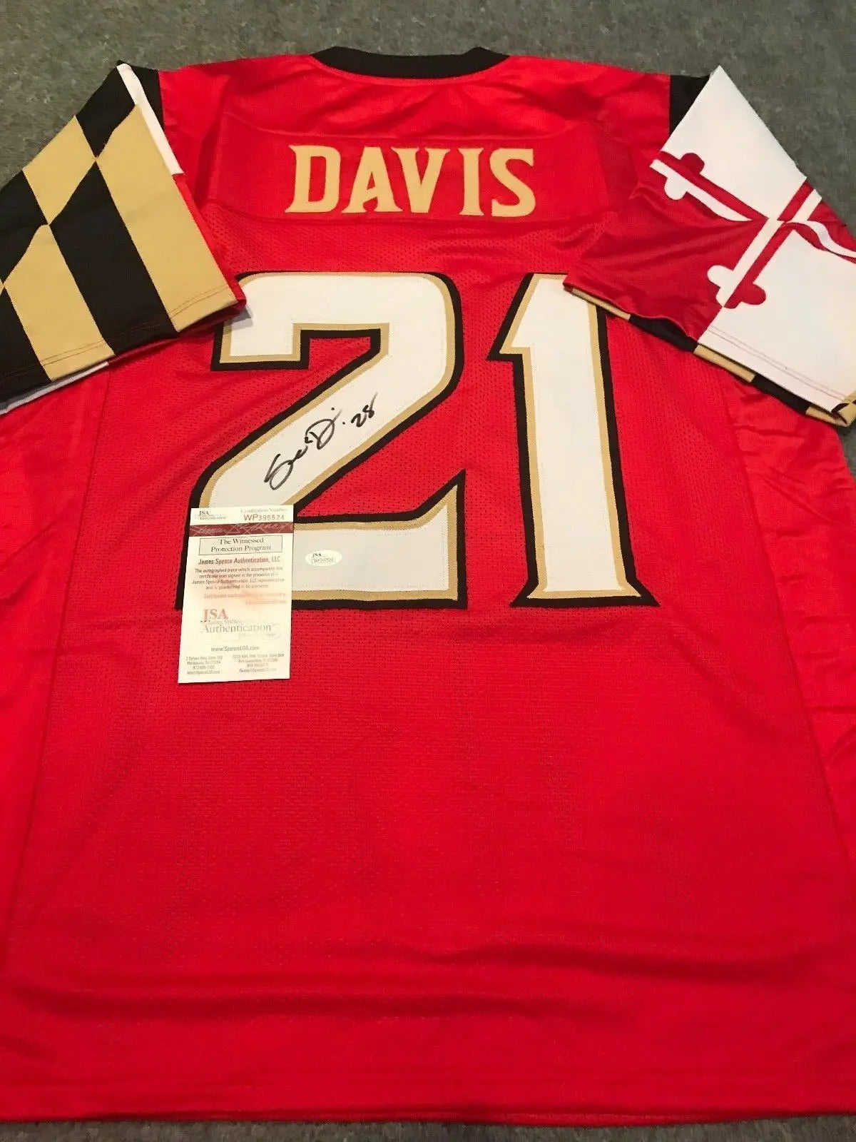 MVP Authentics Sean Davis Autographed Signed Maryland Terrapins Jersey Jsa Coa 126 sports jersey framing , jersey framing