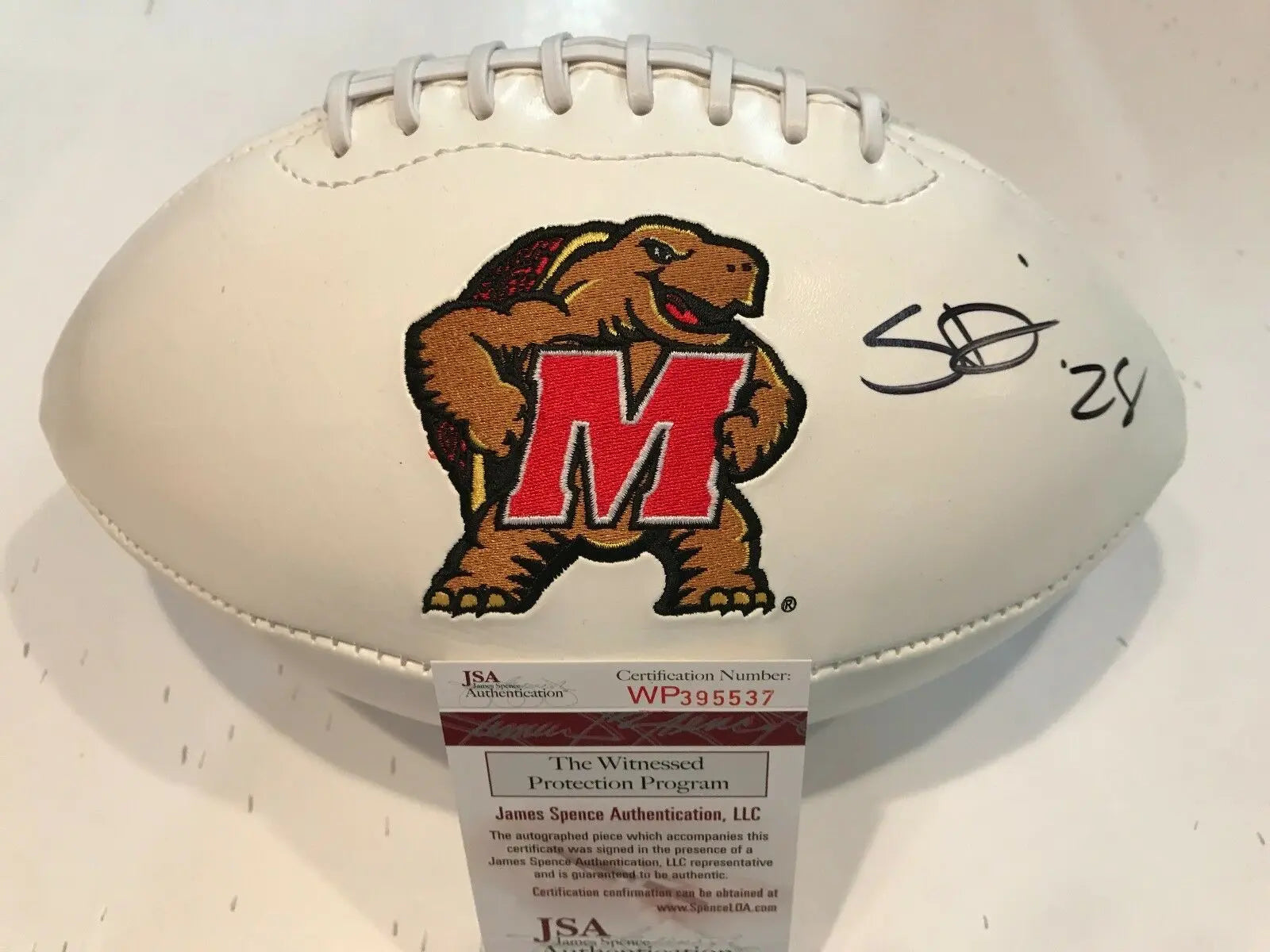 MVP Authentics Sean Davis Autographed Signed Maryland Terrapins Logo Football Jsa Coa 90 sports jersey framing , jersey framing
