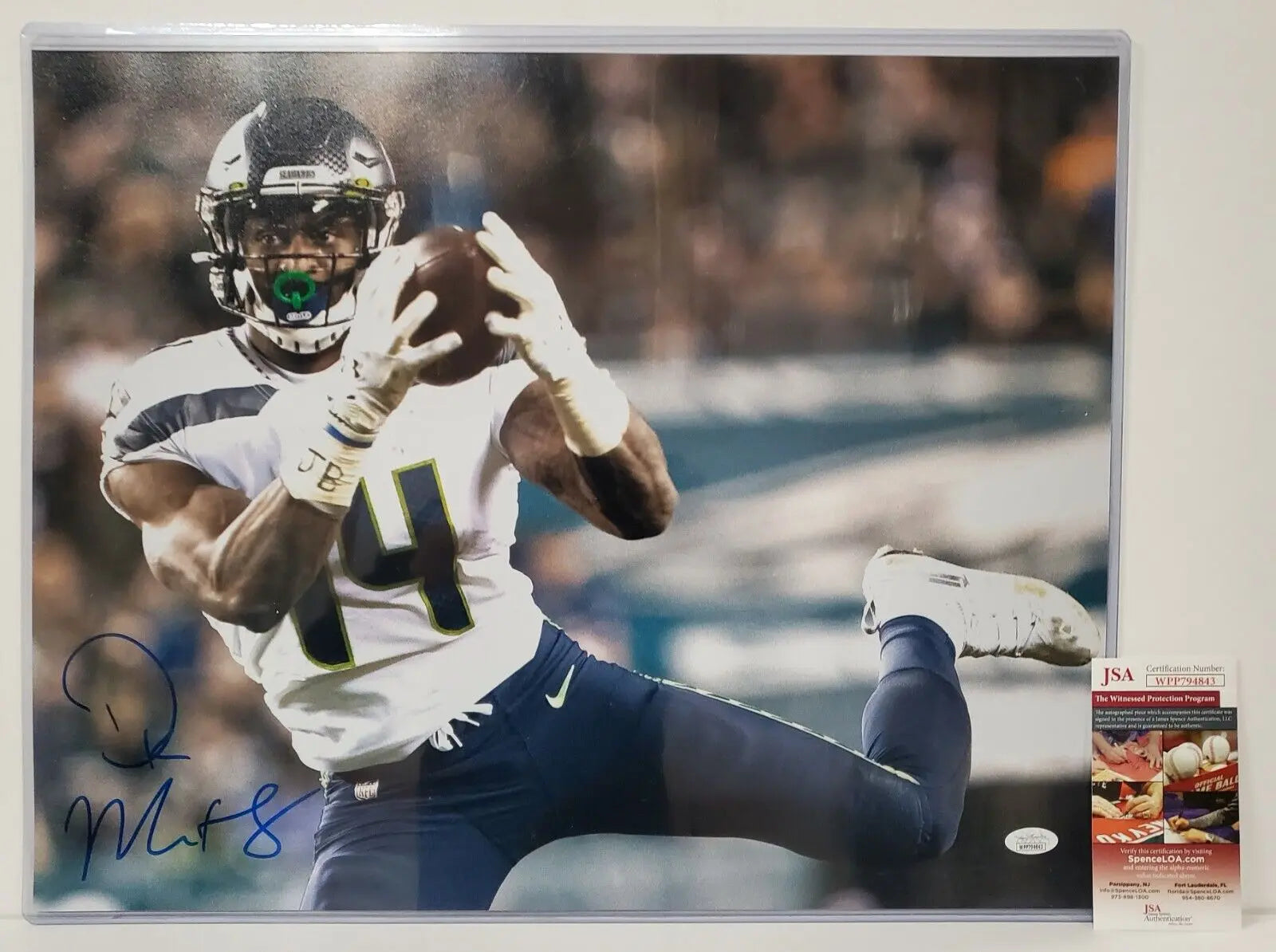 MVP Authentics Seattle Seahawks Dk Metcalf Autographed Signed 16X20 Photo Jsa  Coa 116.10 sports jersey framing , jersey framing