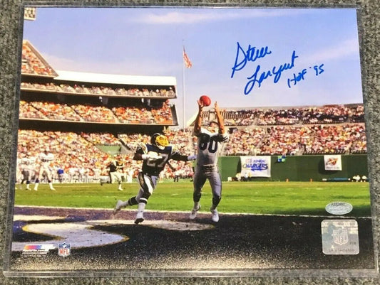MVP Authentics Seattle Seahawks Steve Largent Signed Inscribed 8X10 Photo Schwartz Holo 62.10 sports jersey framing , jersey framing