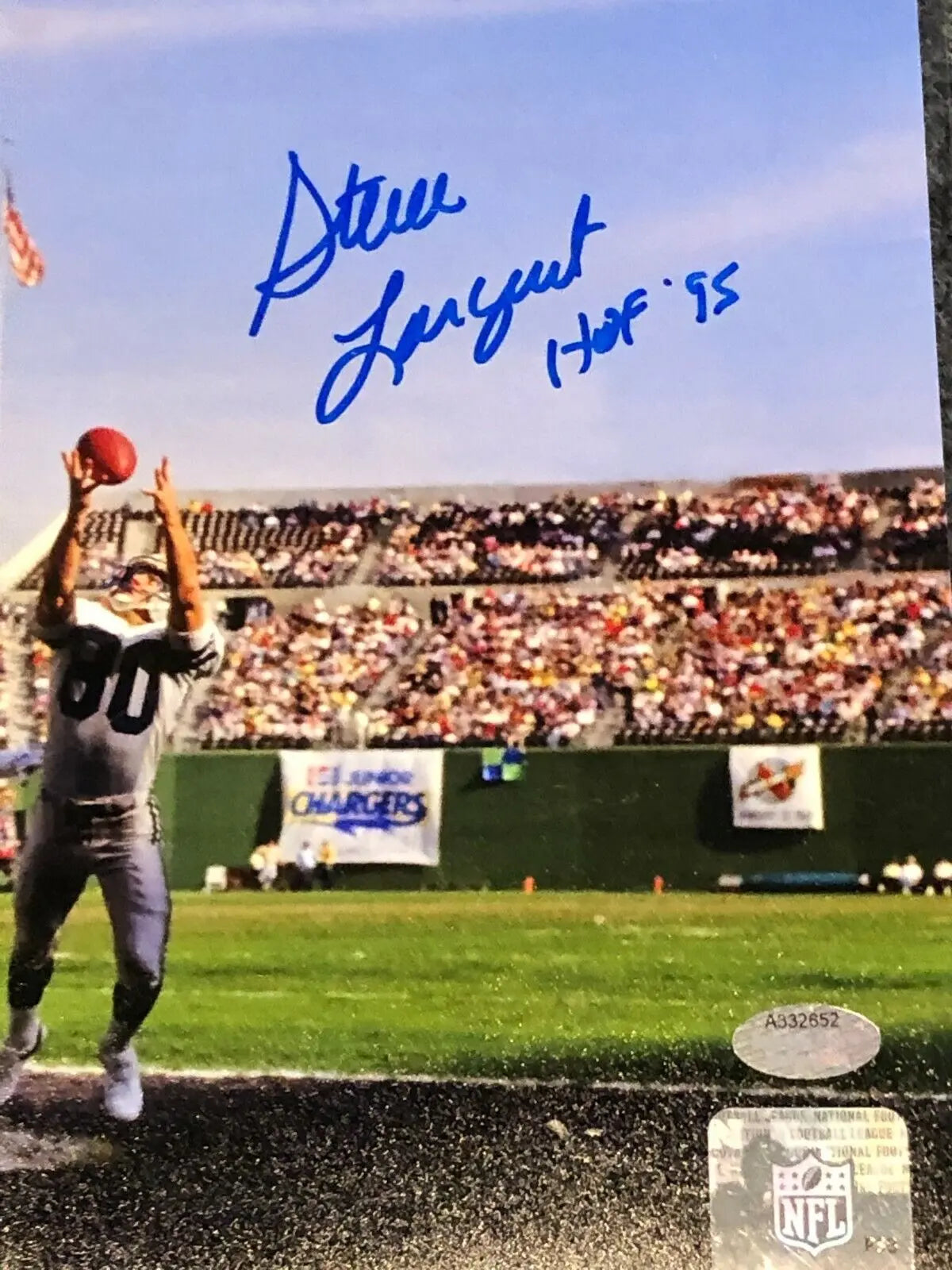 MVP Authentics Seattle Seahawks Steve Largent Signed Inscribed 8X10 Photo Schwartz Holo 62.10 sports jersey framing , jersey framing