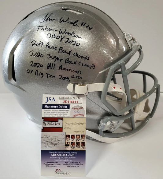 MVP Authentics Shaun Wade Autographed Signed Ohio State Buckeyes Full Size Helmet Jsa Debut Coa 314.10 sports jersey framing , jersey framing