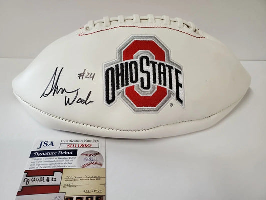 MVP Authentics Shaun Wade Autographed Signed Ohio State Buckeyes Logo Football Jsa Debut Coa 116.10 sports jersey framing , jersey framing