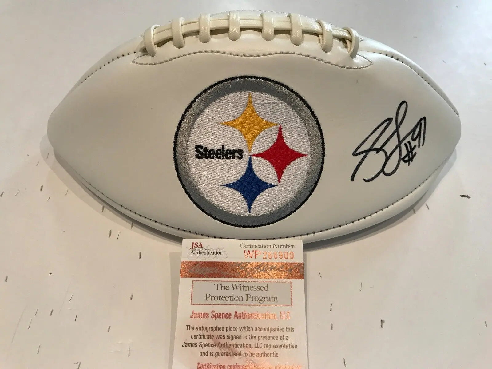 MVP Authentics Stephon Tuitt Autographed Signed Pittsburgh Steelers Logo Football Jsa Coa 89.10 sports jersey framing , jersey framing